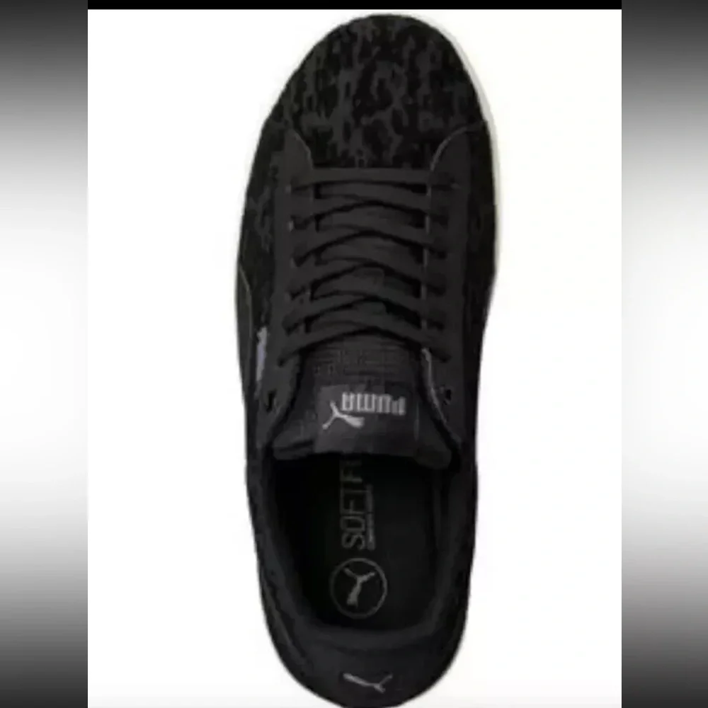 Puma Womens Vikky  Size 8.5 Black Velvet Lace Up Platform